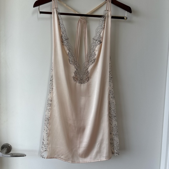 Victoria's Secret Other - Victoria’s Secret champagne satin & lace open back mini slip